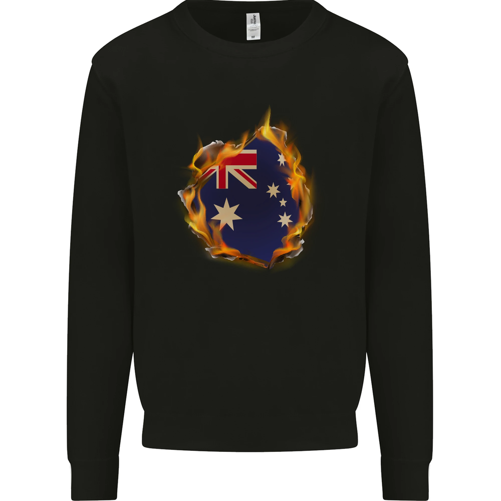 The Australian Flag Fire Effect Australia Mens Sweatshirt Jumper