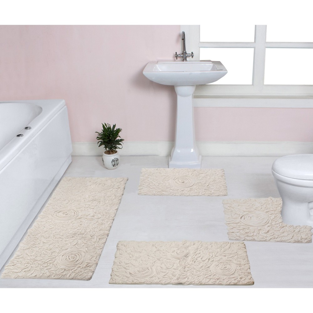 Bell Flower Cotton Non-Slip Bath Mat Soft Absorbent Bathroom Rug