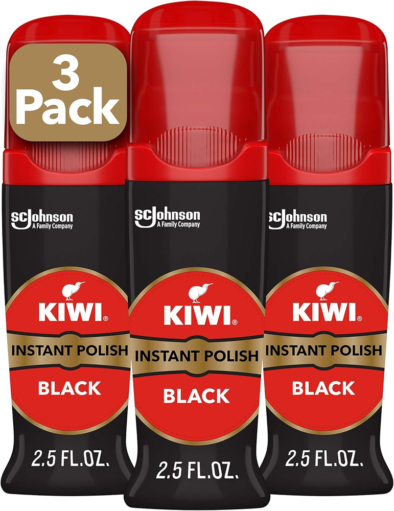 Kiwi Instant Shine & Protect Liquid Shoe Polish, Black, 1 Bottle with Sponge App