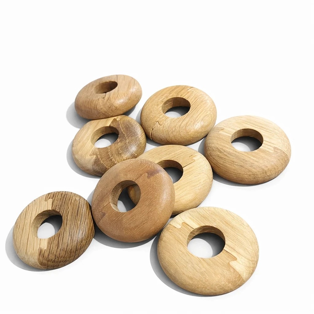 8 x OAK Pipe Cover Rings 10mm Thick Split Radiator Pipe Covers Uneven Color