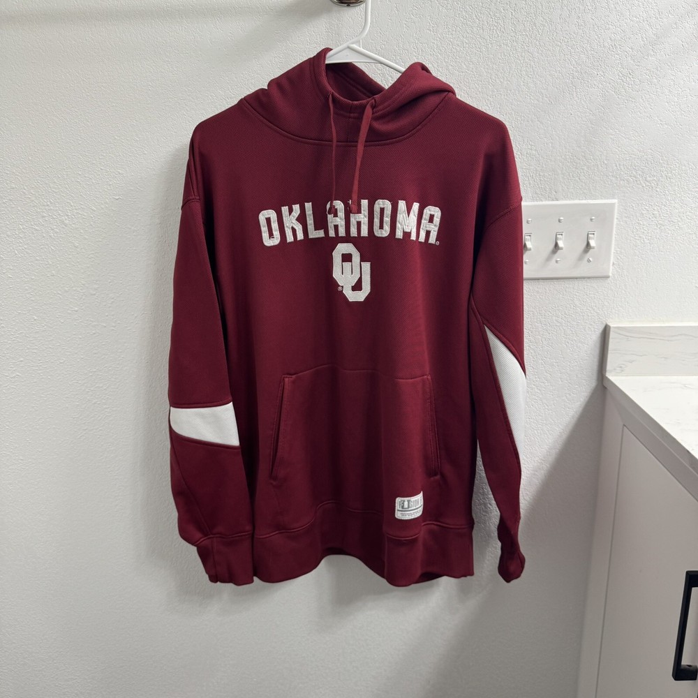 Oklahoma Sooners Hoodie Mens Large Fleece Pullover Sweatshirt Red NCAA OU