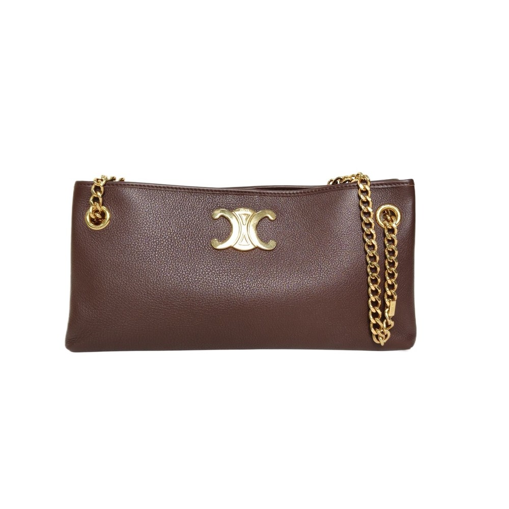 CELINE Ebony Gold Hardware Newspaper bag Chain bag P245212810
