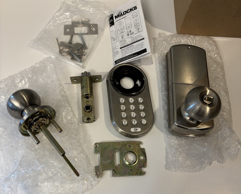 MiLocks DKK02SN Keyless Electronic Touchpad Door Lock Satin Nickel