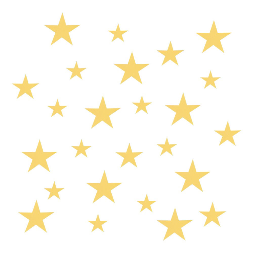 25Pcs in 1Set Acrylic Self Adhesive Star Mirror Wall Sticker Decals, Dark Gold