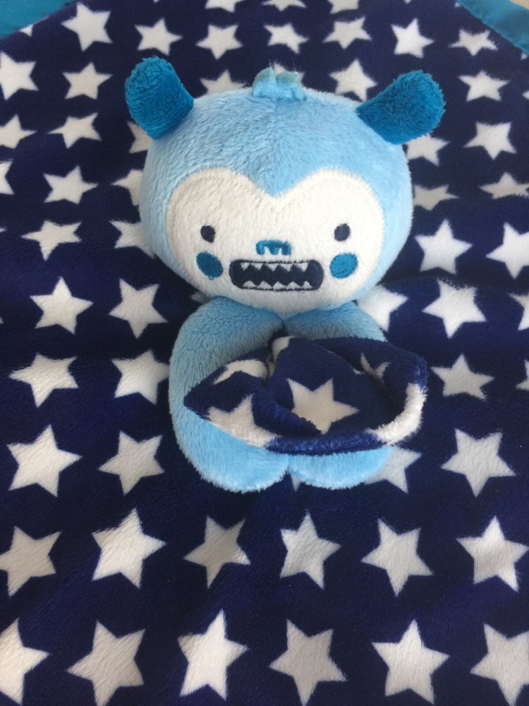 Old Navy Boys Robot Lovey Baby Security Blanket blue Stars