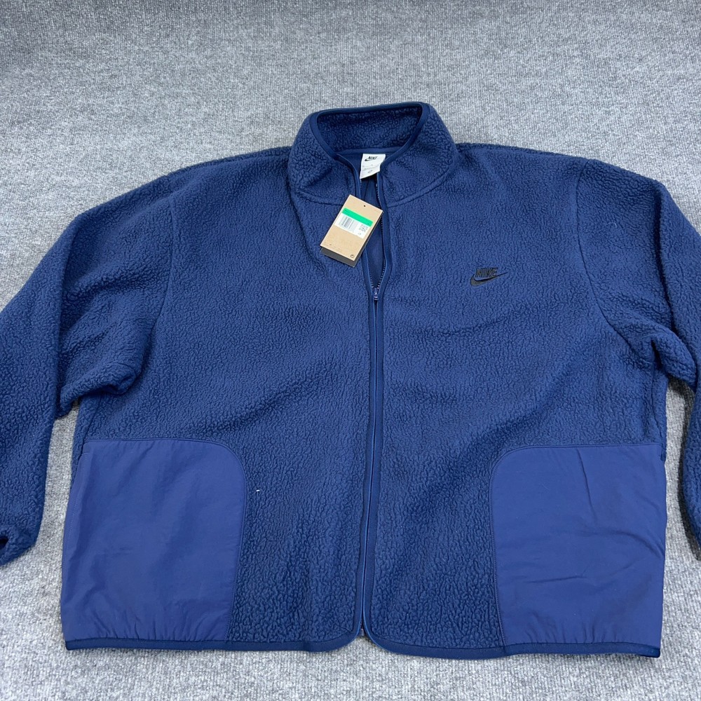 Nike Jacket Mens XL Midnight Navy Fleece Sherpa Winterized Mock Neck Full Zip