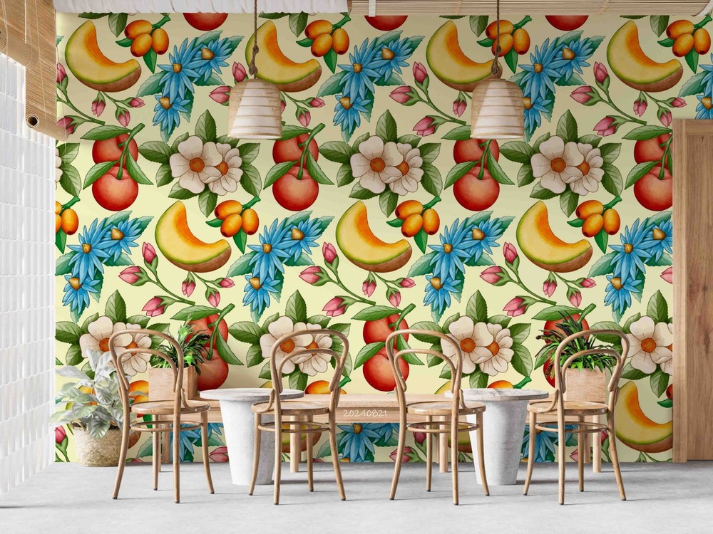 3D Fruit Flower Pattern Wall Murals Wallpaper Murals Wall Sticker