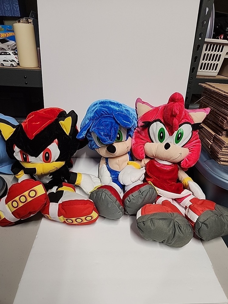 Toy Network Sonic the Hedgehog Stuffed Plush Sonic Shadow Amy (Lot Of 3)