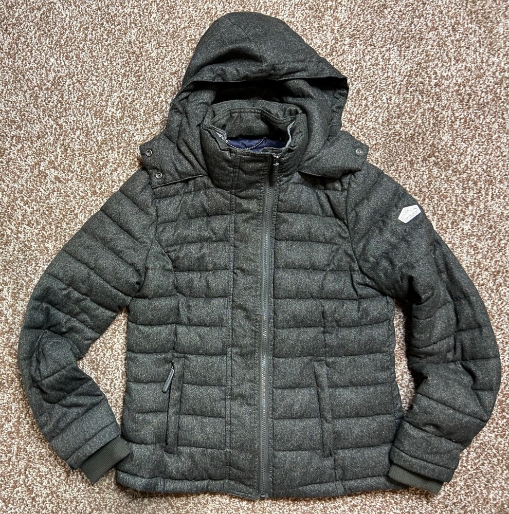 SUPERDRY ladies coat Grey Ladies Padded Hooded puffer Fuji Jacket Medium Large