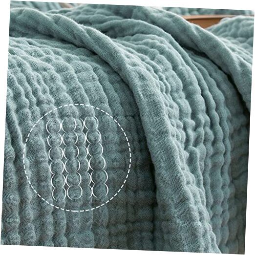 Cotton Muslin Gauze Linen Throw Blanket for Couch XL in Teal
