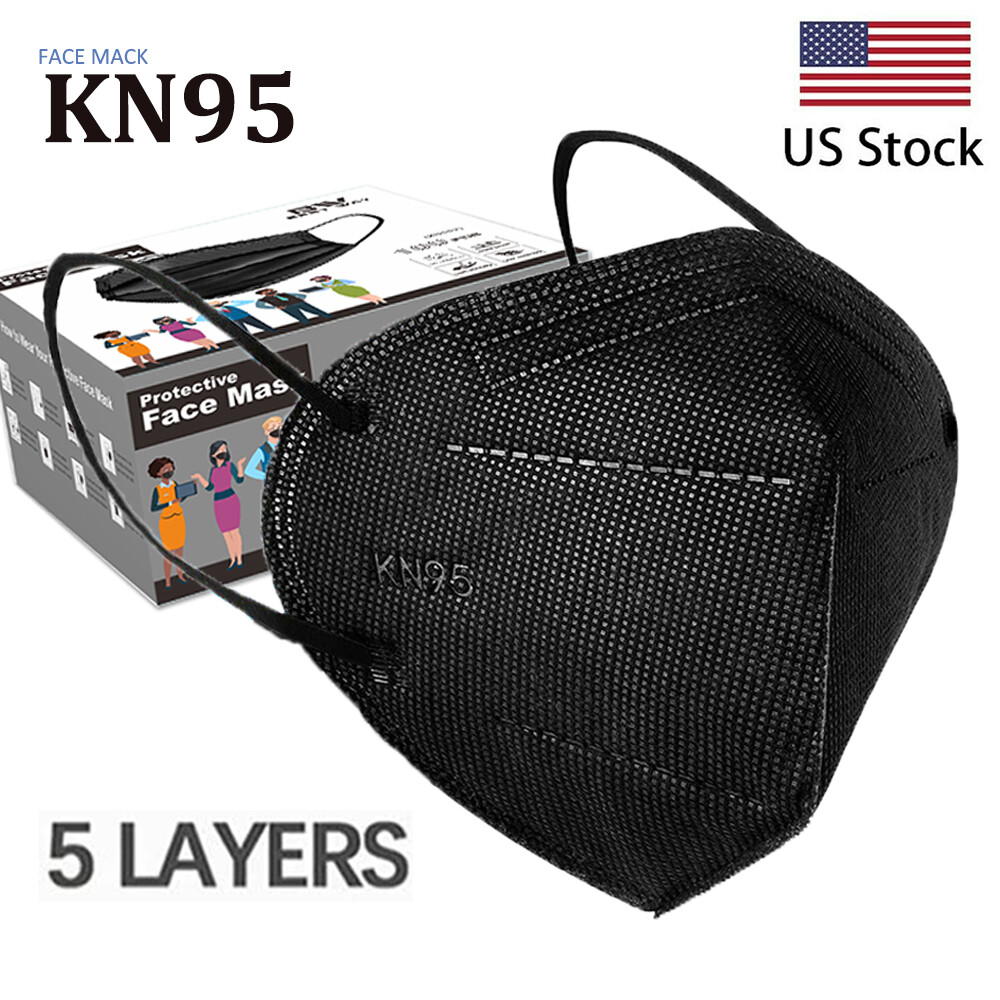 50/100Pcs Black KN95 Face Mask 5 Layer BFE 95% Disposable Respirator USA Seller