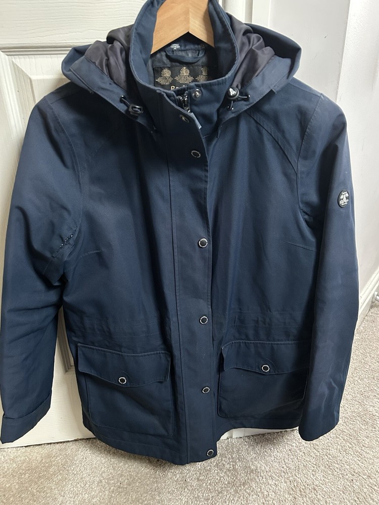 Barbour Backshore Waterproof Jacket Ladies Navy Size 10 RRP £199 Detachable Hood