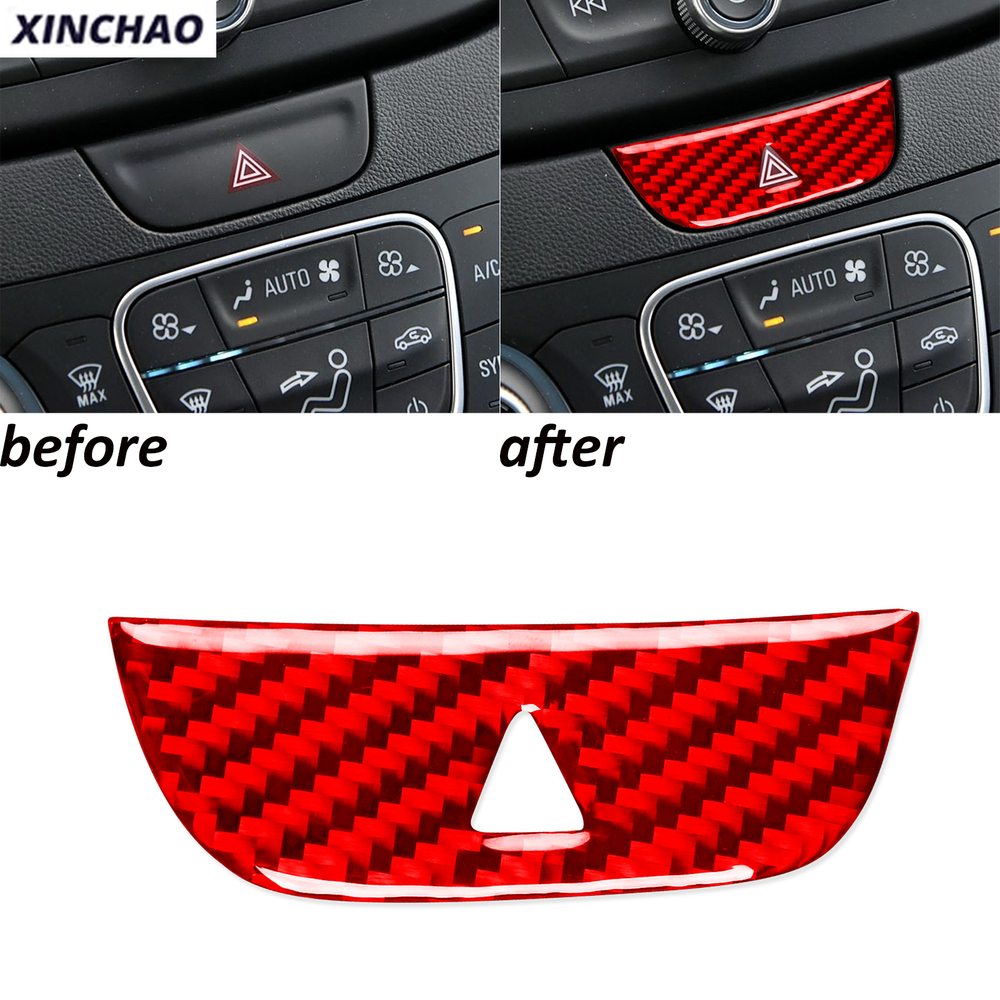 Red Carbon Fiber Console Emergency Light Panel Trim for 2016-25 Chevy Malibu