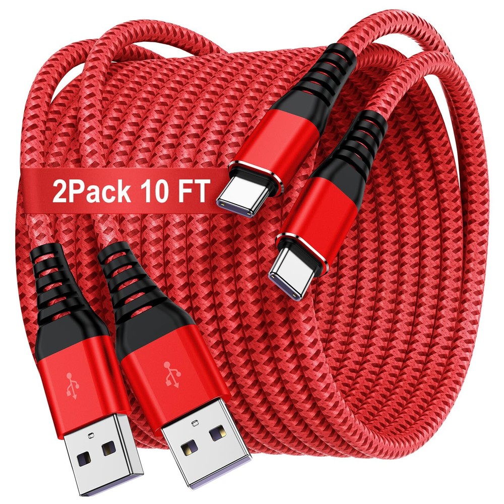 10FT USB C Fast Charging Cable 3A Nylon Braided Type C Charger Cord
