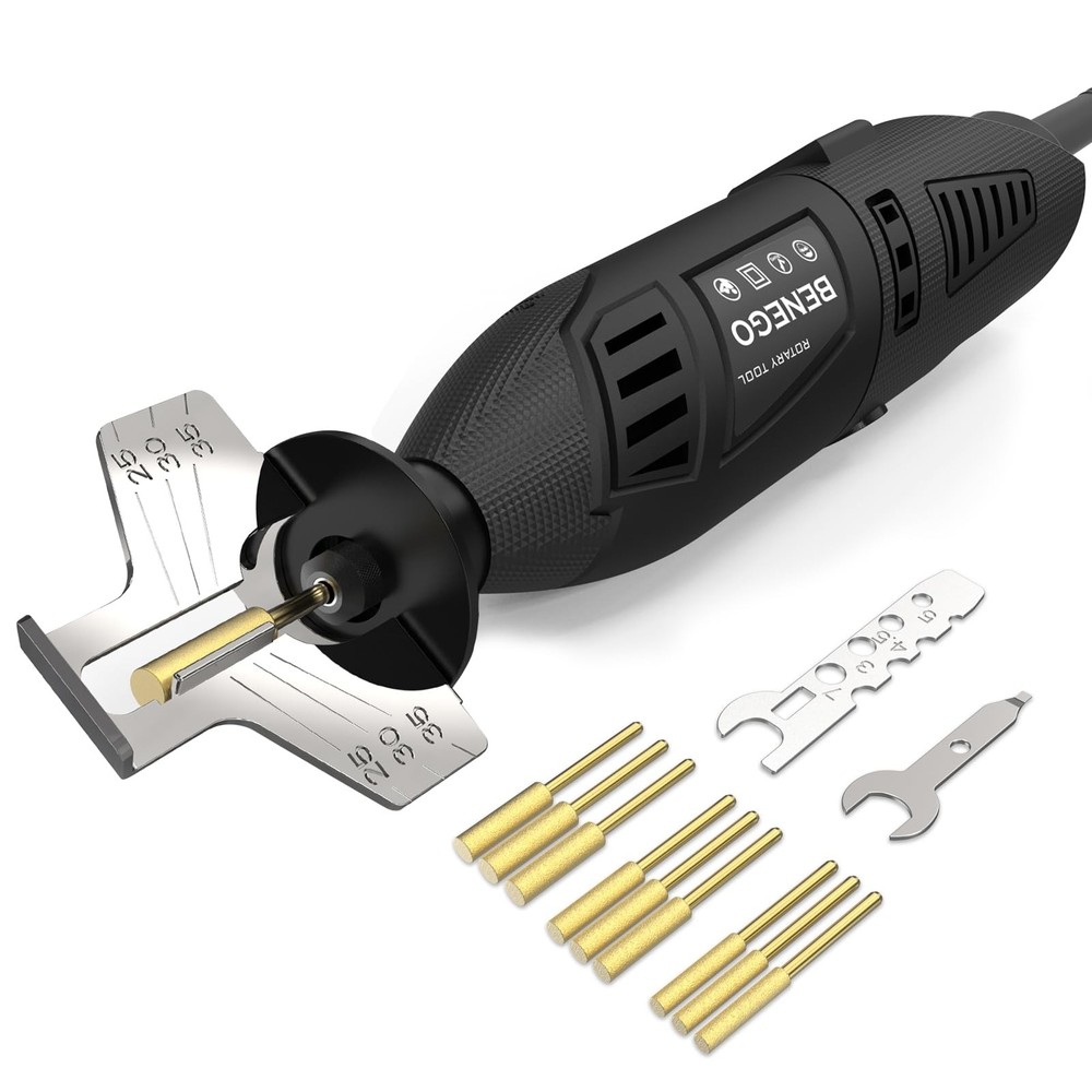 Electric Chainsaw Sharpener Kit with Titanium Plated Files for High-Speed Sharpening