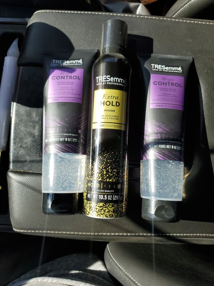 TRESemmé Hair Gel W/ Coconut Oil Mega Control 9 oz Set of 2 +  Extra Hold Mousse