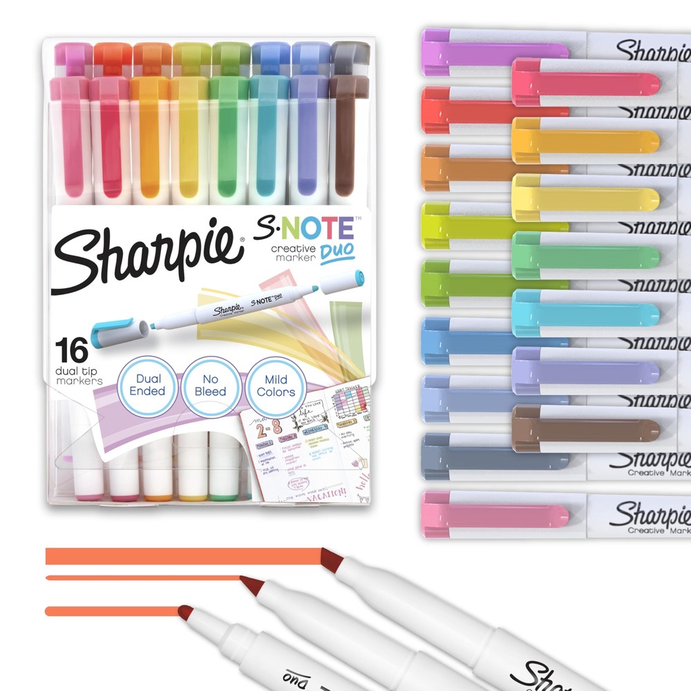 SHARPIE S-Note Duo Dual-Ended Creative Marker Set, Part Highlighter Marker, P...