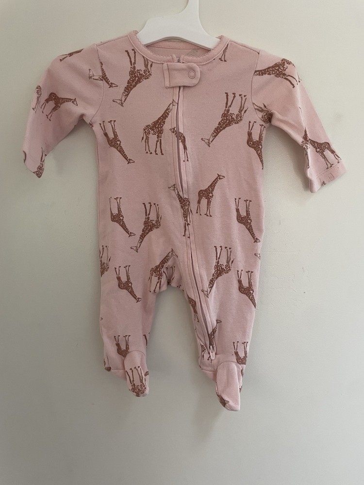 Carter's Baby Girls Allover Giraffe 100% Cotton Zip-Up Sleep & Play Pink 0-3M