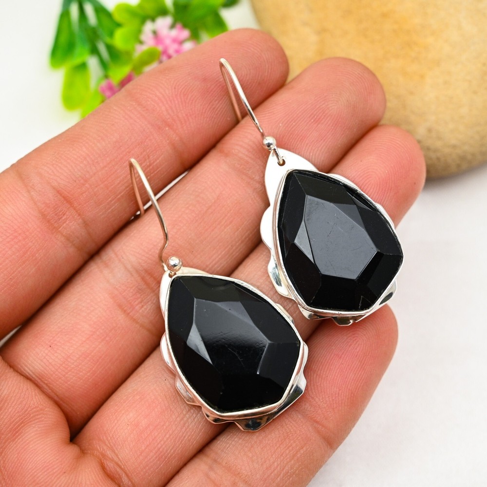 Amazing Black Onyx Earrings 925 Sterling Silver Gemstone Handmade Jewelry Gift