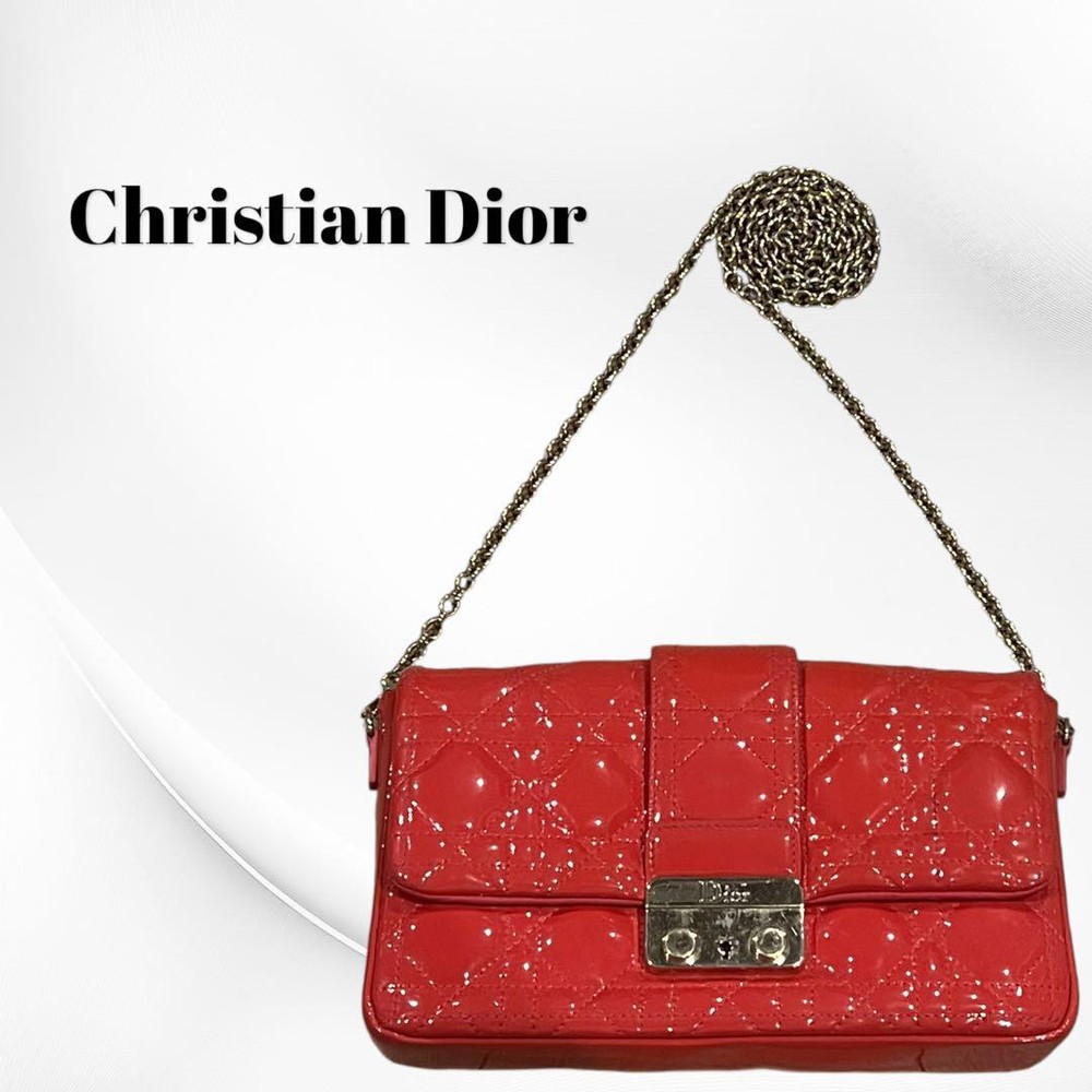 Authentic Dior Cannage Leather Shoulder Bag in Red