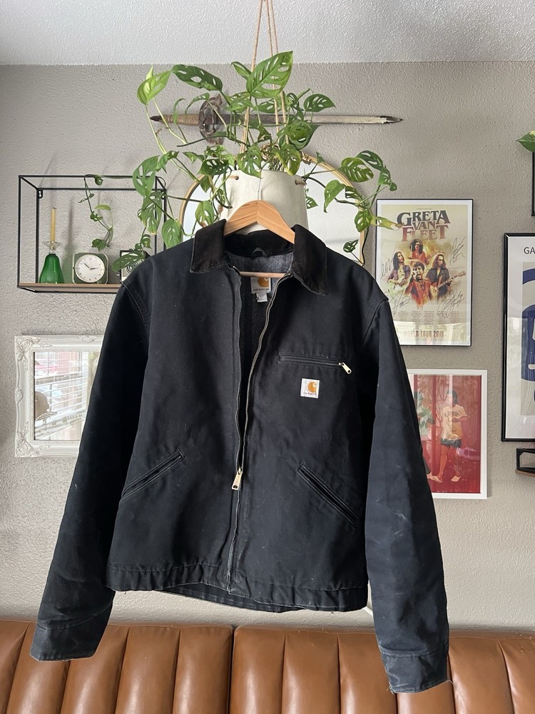 Faded Black Blanket Lined Carhartt Detroit Jacket Size L
