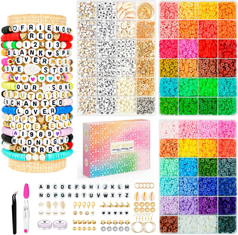 **14,000Pcs 48-Color DIY Friendship Bracelet Kit with Clay Beads**  