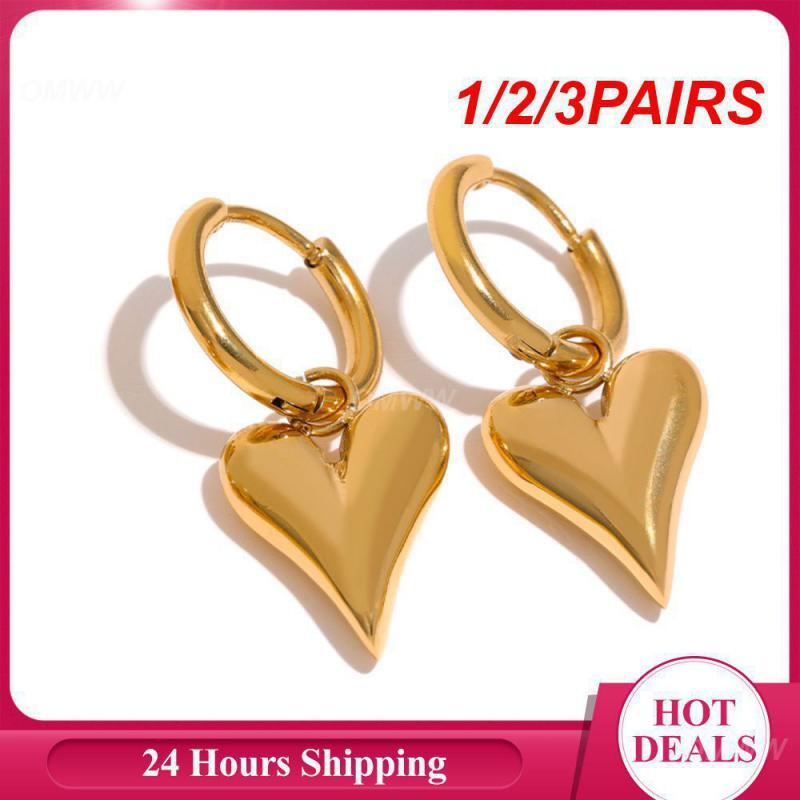 1/2/3PAIRS Titanium Steel Earrings Stylish 18k Gold Finish Exquisite Craftsmansh
