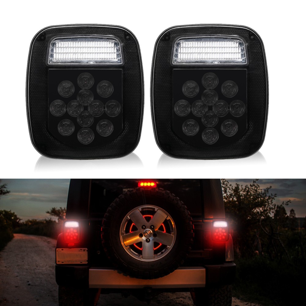2-Piece Universal Smoked Black 39-LED Tail Light Kit for Wrangler YJ, TJ, CJ, Trucks, and Trailers – Durable, Stylish, and Easy to Install