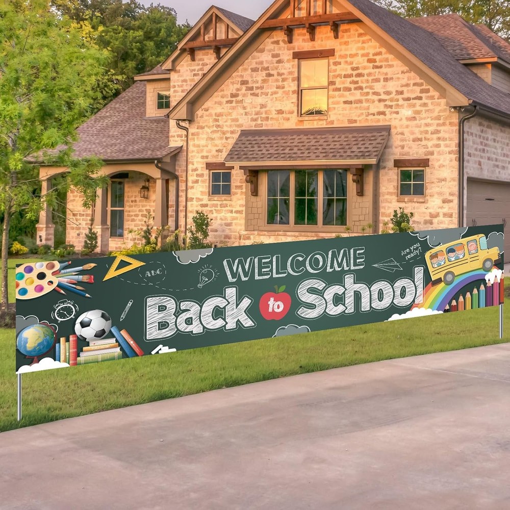 Back To School Banner Welcome Back To School Yard Sign School Bus Banner First D-image