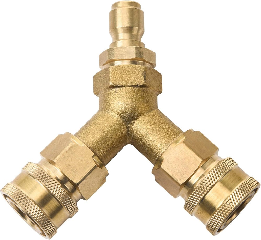 High-Pressure Washer Tee Splitter Coupler for Dual Guns – 3/8