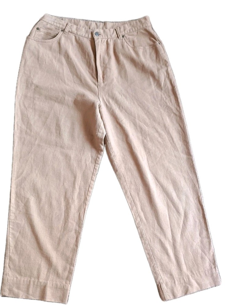 Jones New York Sport Pants Size 16  Linen Blend Straight Leg High Rise Old Money