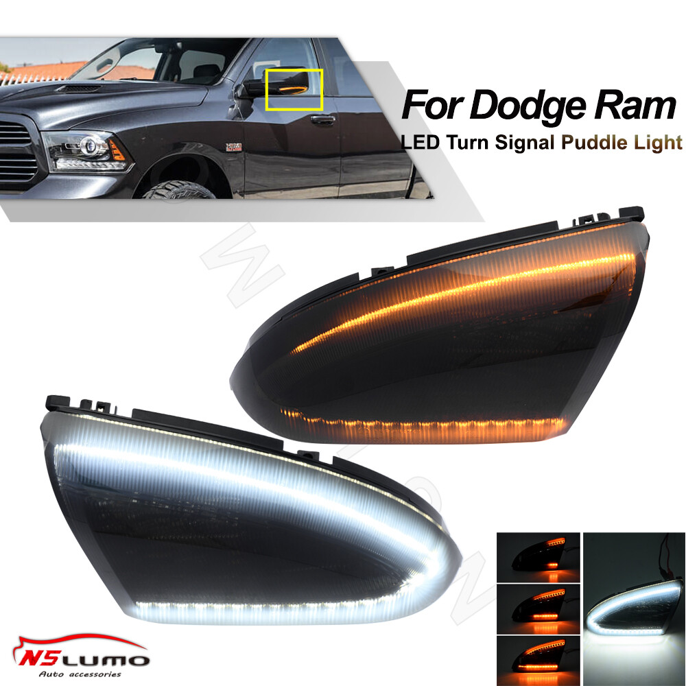 Dynamic Smoked LED Side Mirror Turn Signal & Puddle Lights for Dodge Ram 1500 & 2500 - Enhanced Style & Visibility