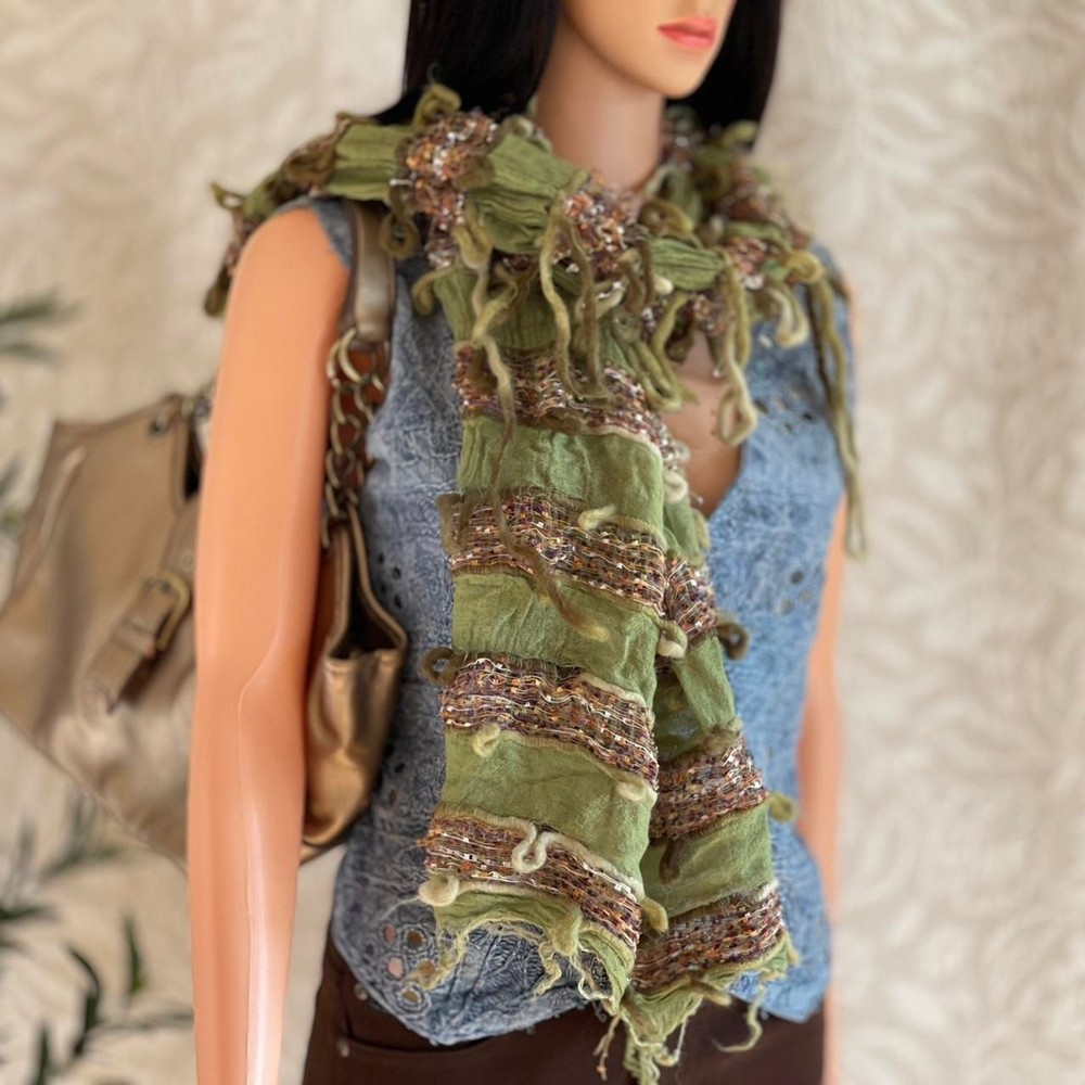 Vintage 90s Y2K Scala Collezione Scarf Boho Distressed Grunge Fairy Festival