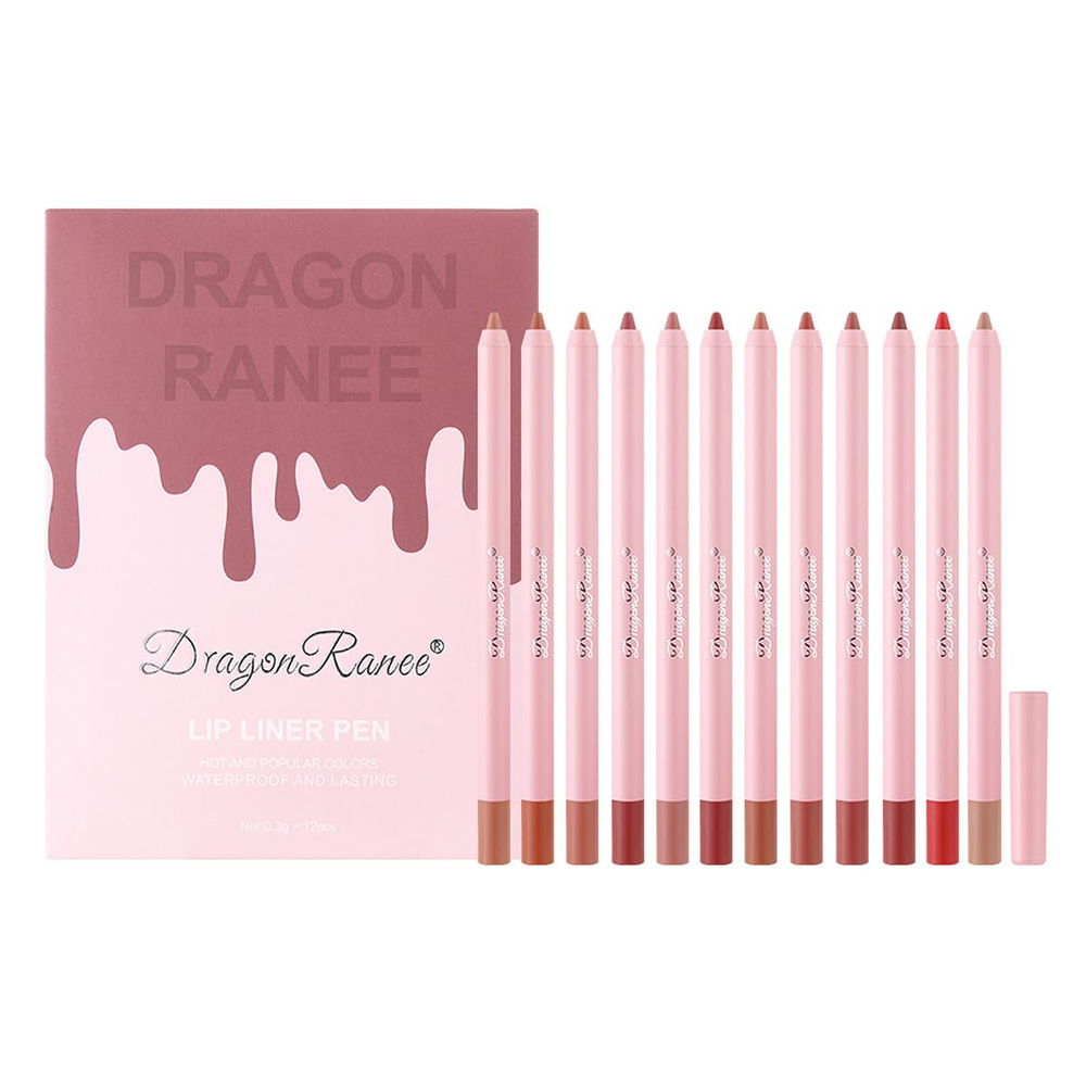 12 Ultra-Smooth Waterproof Matte Lip Liners - Long-Lasting Foam Lipliner Set