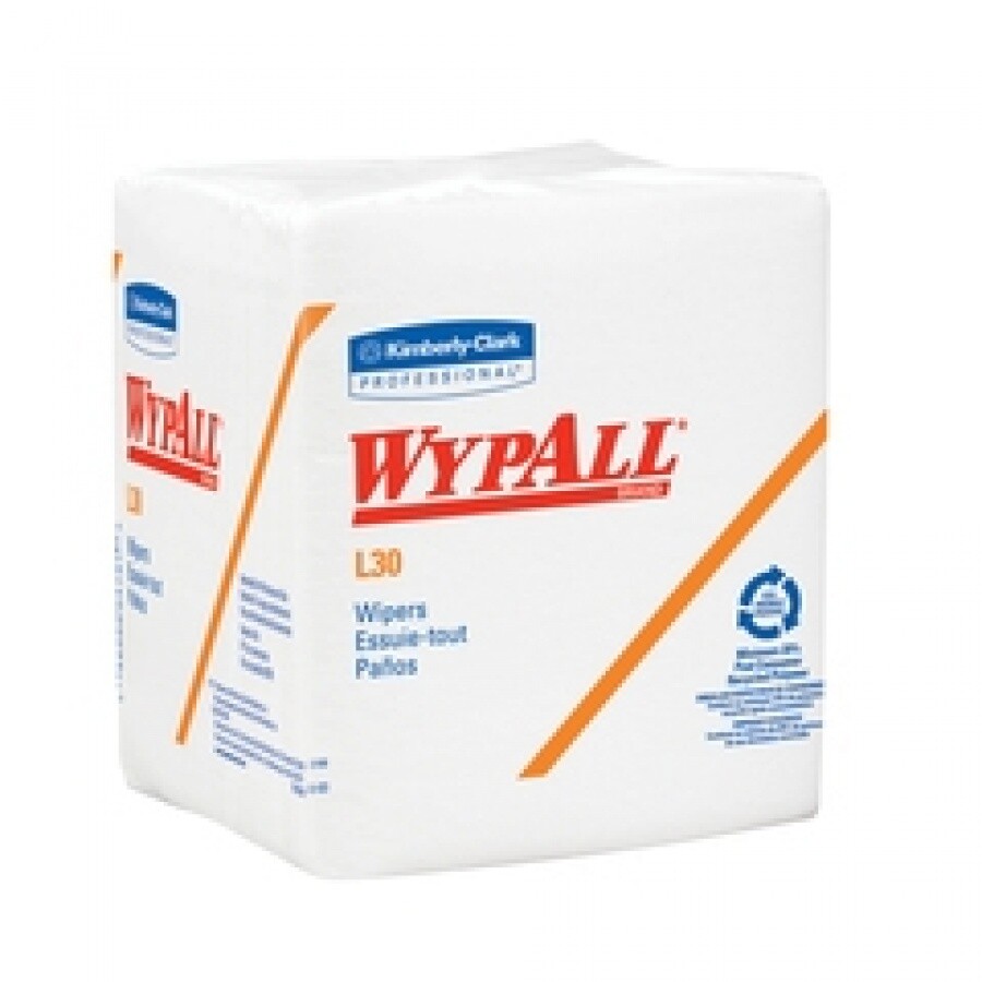 WypAll L30 Task Wipe #05812 White 12.5L x 12W Light Duty 90/Pack, 6 Packs