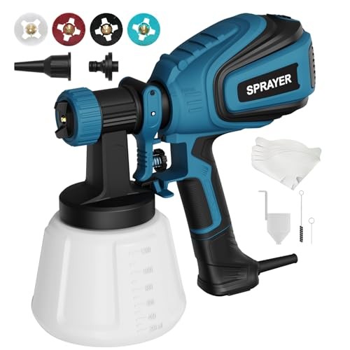 700W HVLP Paint Sprayer with 4 Nozzles and Cleaning Kit for Smooth Finishes