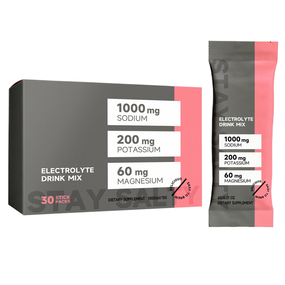 Electrolyte Energy Supplement Powder: 30-Pack Raspberry Salt | ZERO-Sugar