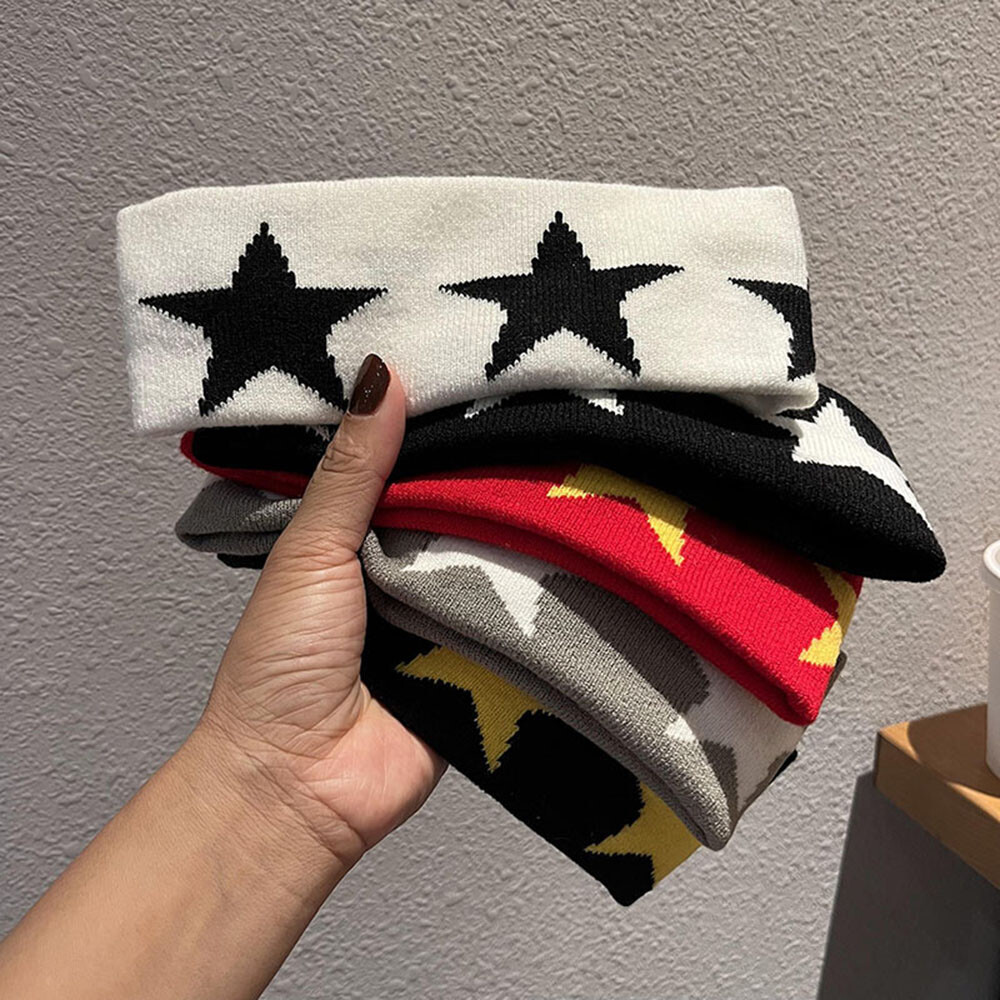 Black White Pentagram Hairband for Outdoor Sports Street Style  