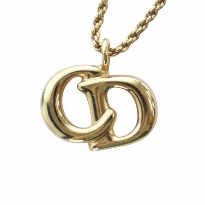Christian Dior CD Logo Gold Plated Pendant Necklace Gy18