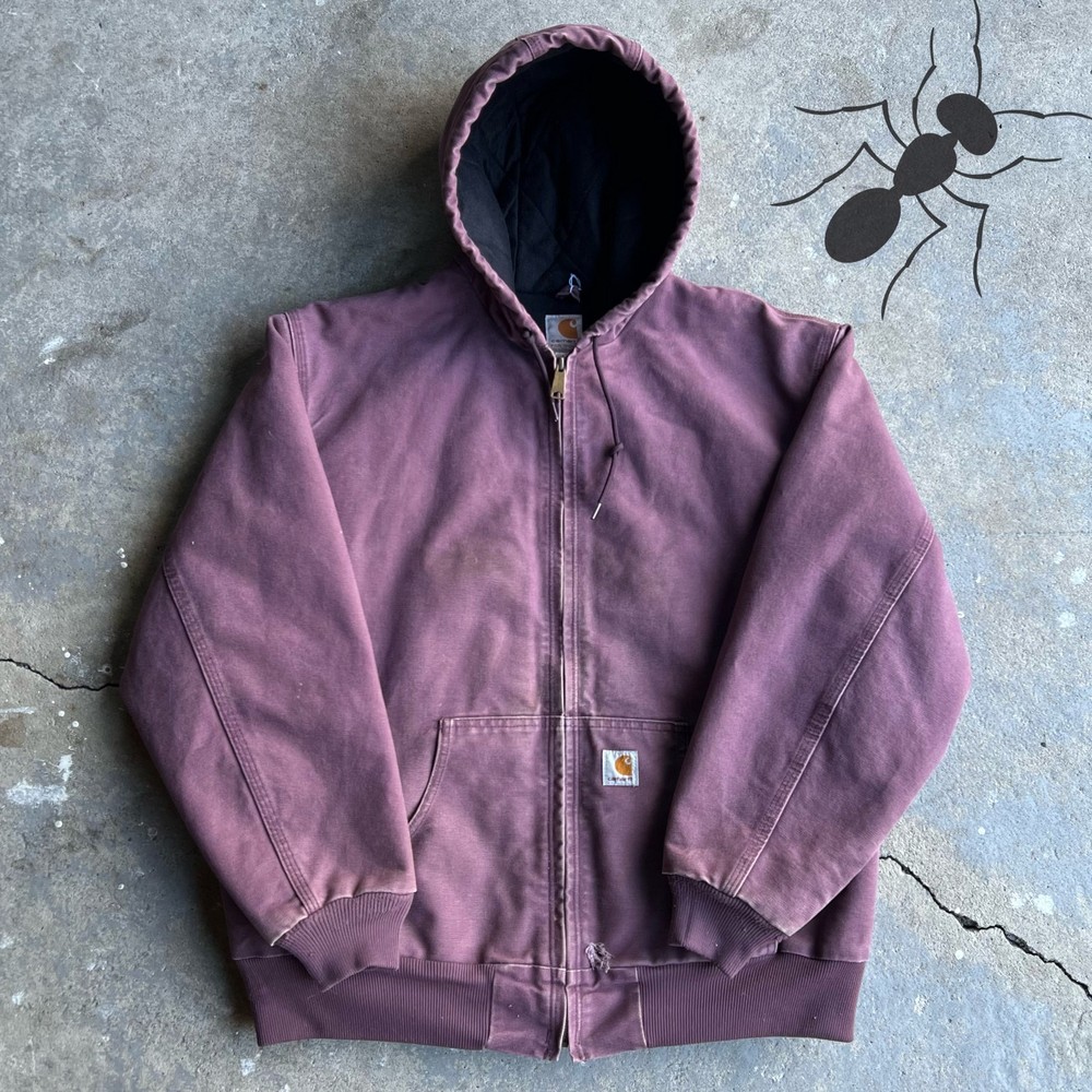 Vintage Y2K Womens Purple WJ130 DPM Carhartt Hooded Work Jacket