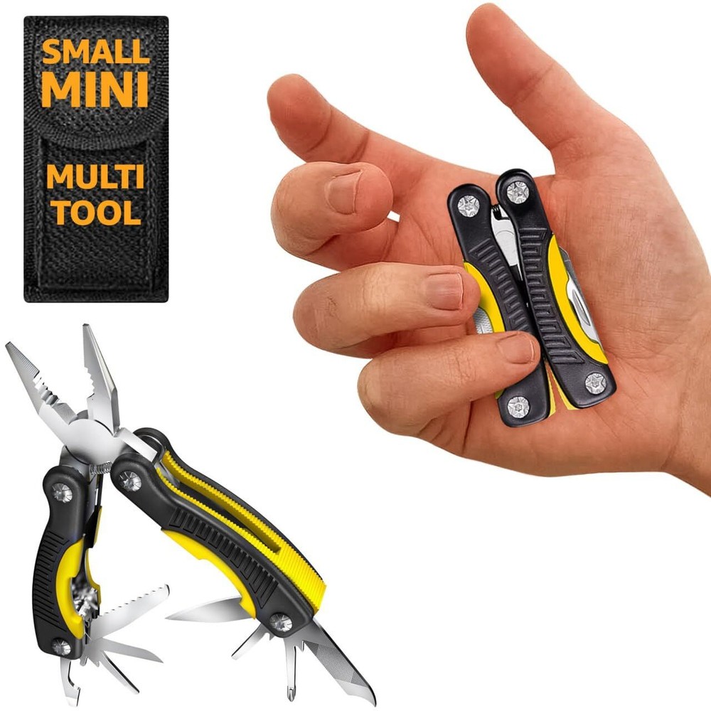 12-in-1 Mini Multitool with Knife and Pliers - Compact Pocket Multi Tool