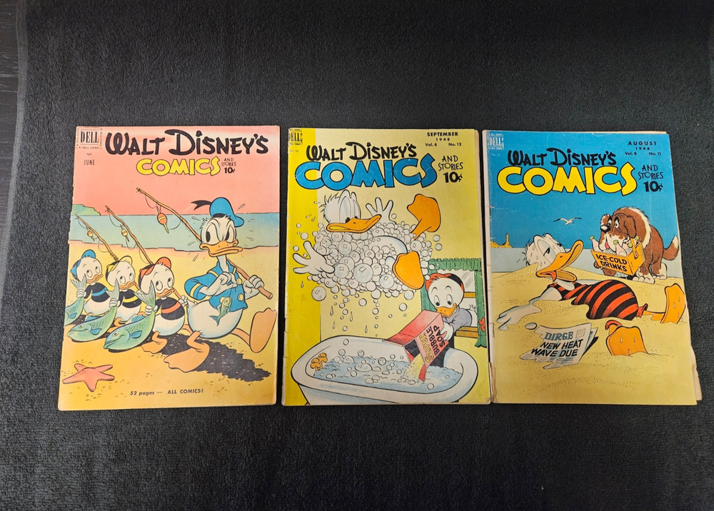 1948 DELL COMICS LOT OF (3) WALT DISNEY'S COMICS & STORIES #95 96 129 LOW GRADE