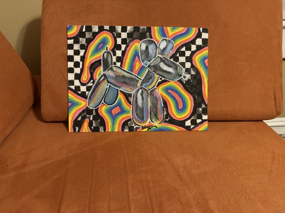 Iridescent Balloon Dog Original Art Acrylic painting On Canvas