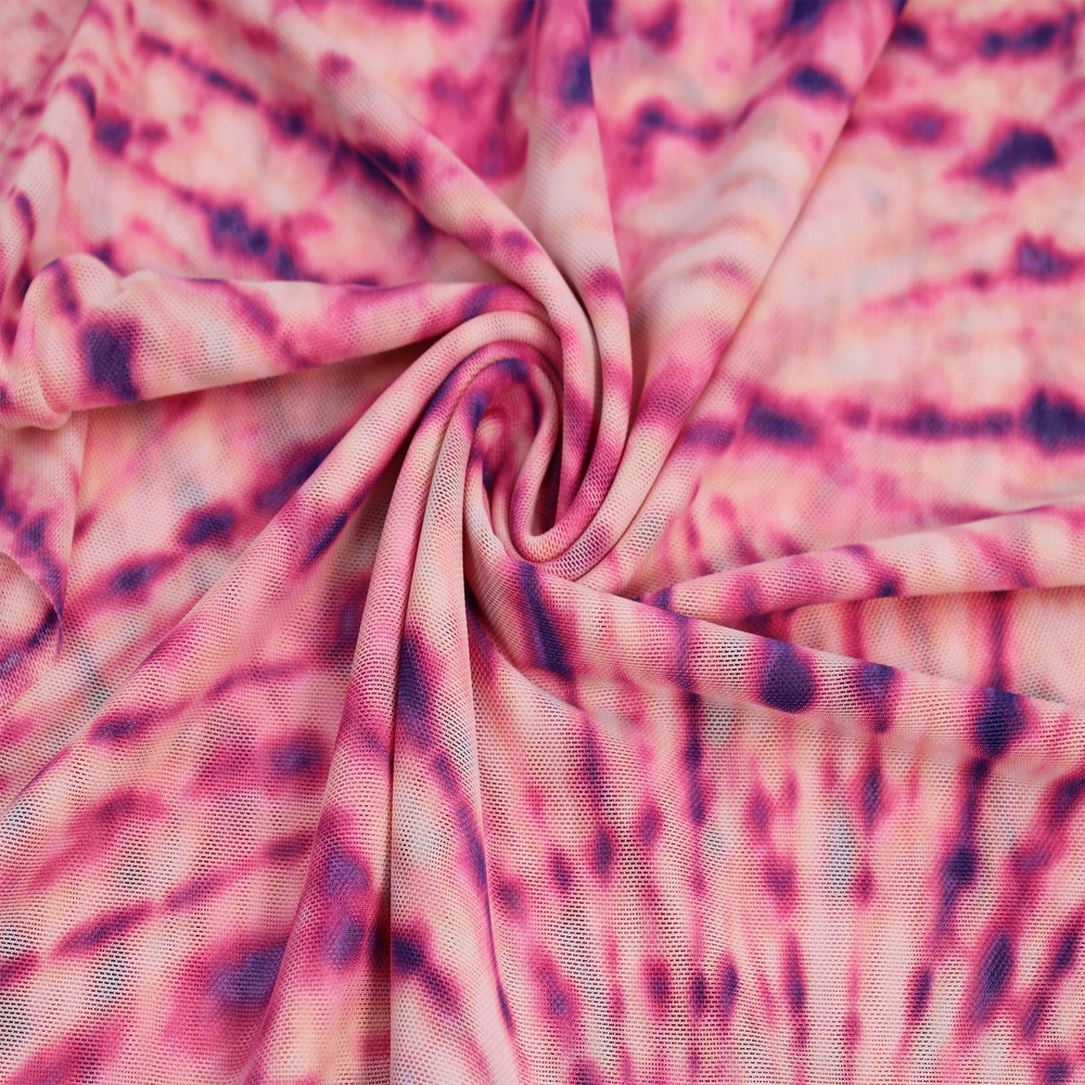 Tie Dye Poly Power Mesh Fabric 4-Way Stretch Knit Athletic Print Material