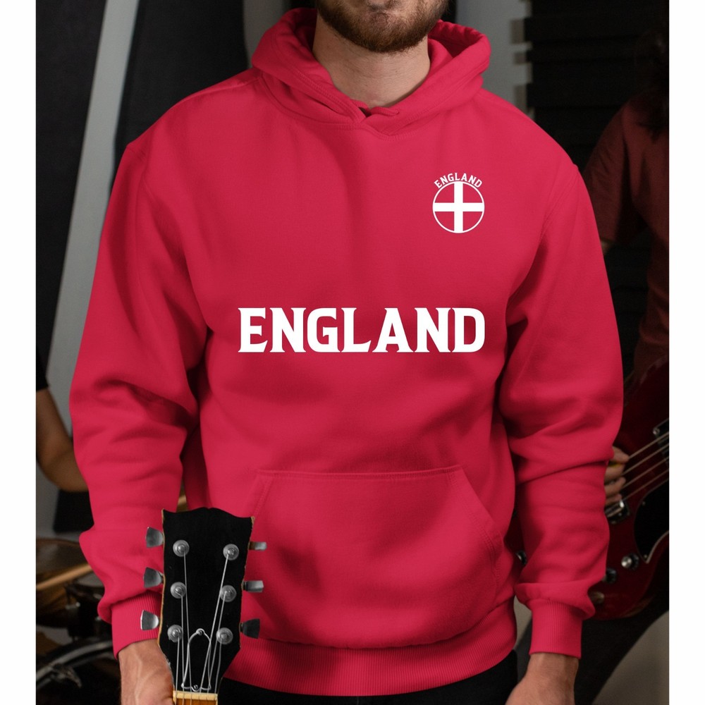 England Flag Football Hoodie Printed Sports Lover Gift Unisex Long Sleeve Hooded