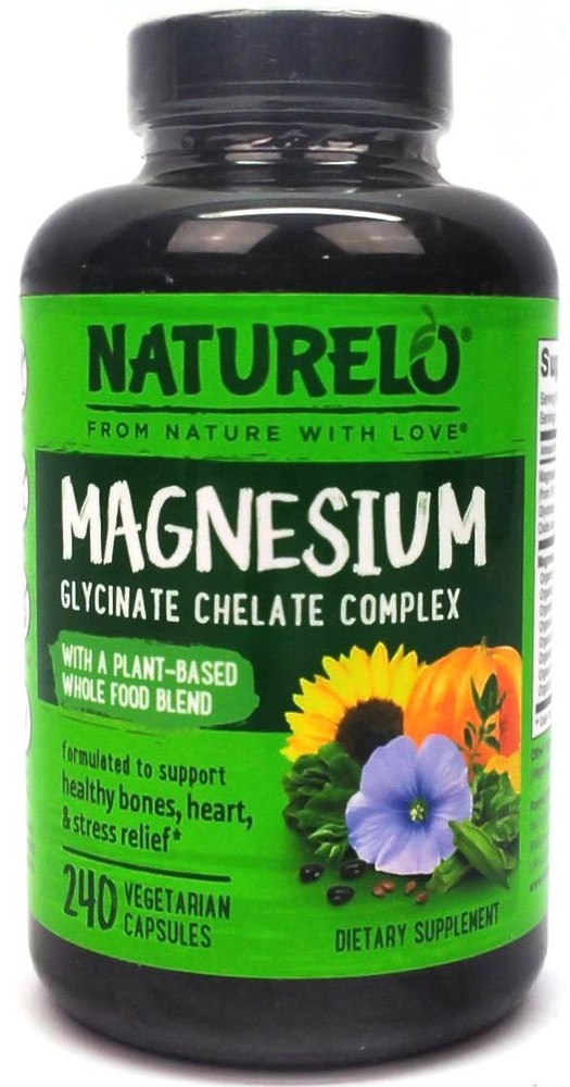 Naturelo Magnesium Glycinate Chelate Complex 240 Caps 50% off Clearance Sale-image