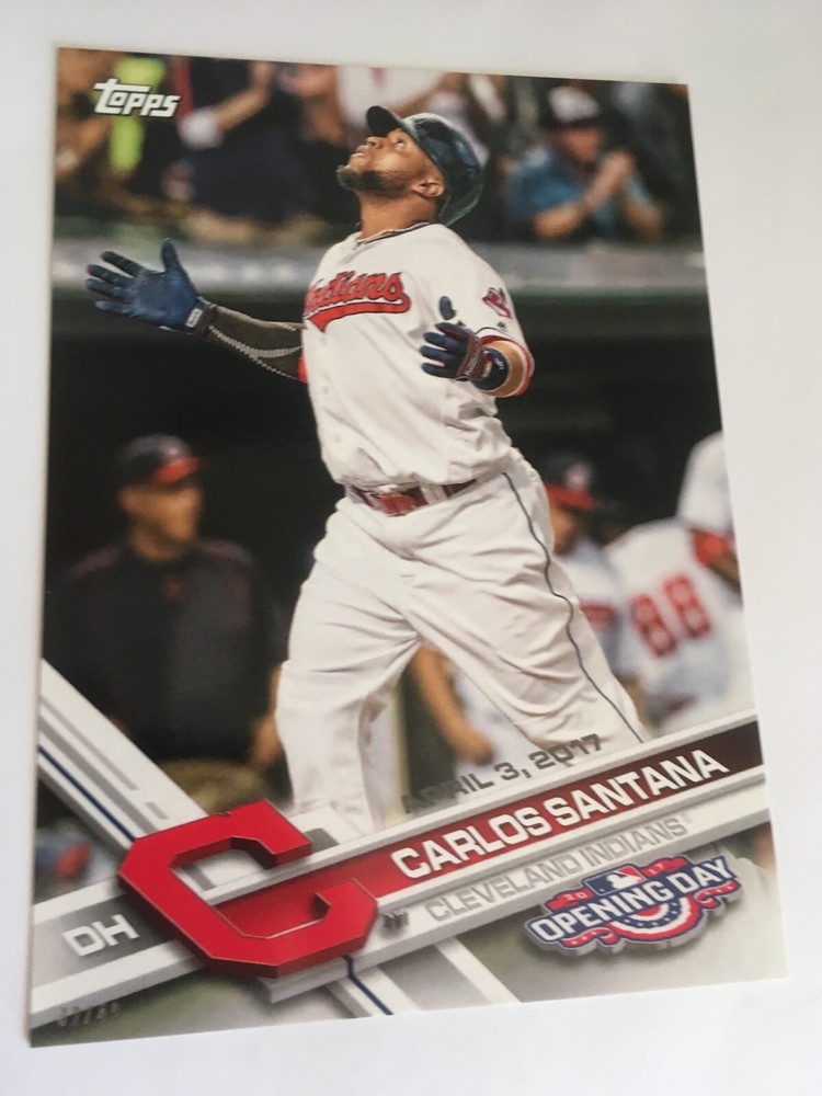 2017 Topps Opening Day 5x7 Carlos Santana Indians 175 #’d 02/49