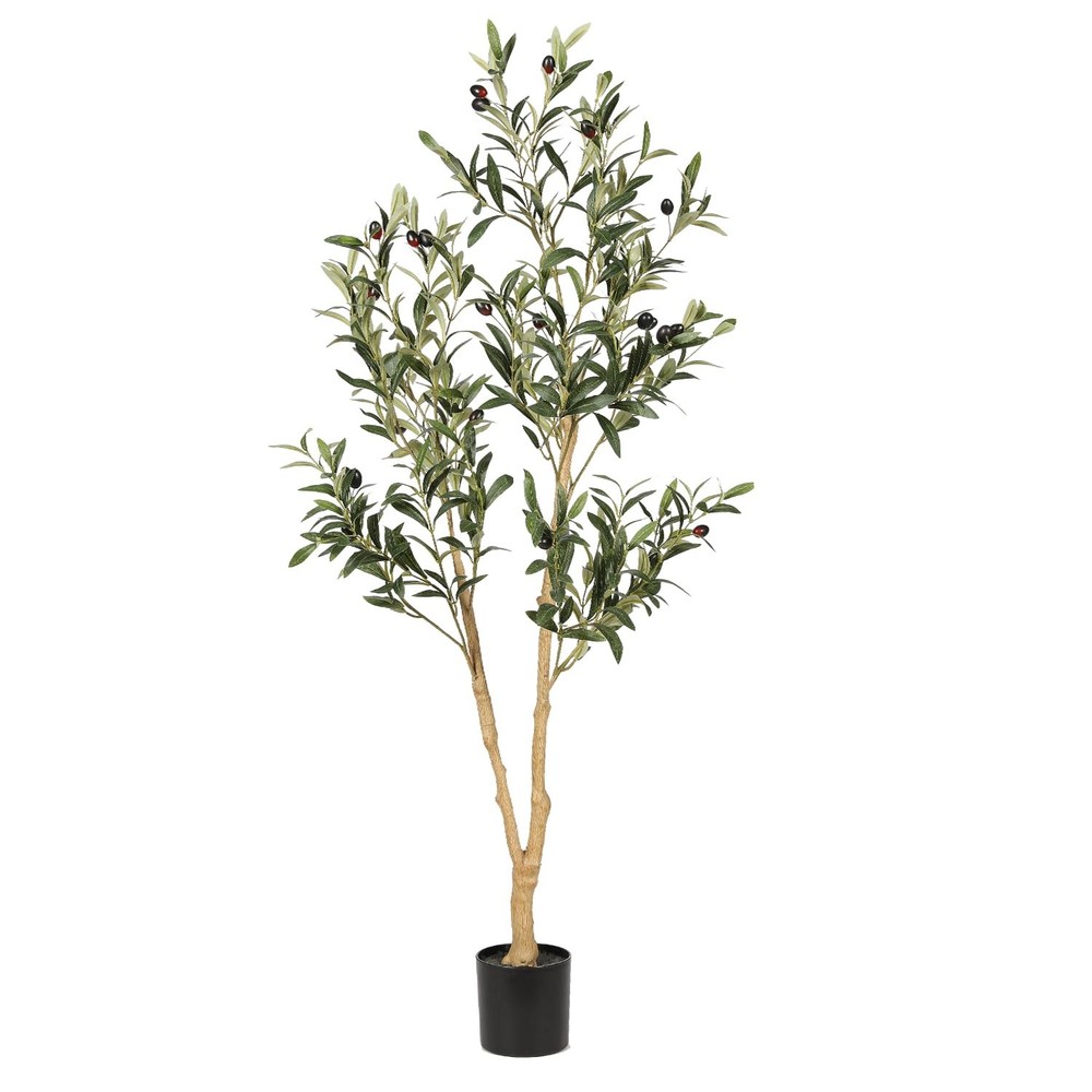 4ft Faux Olive Tree Potted Artificial Silk Plant for Home Decor