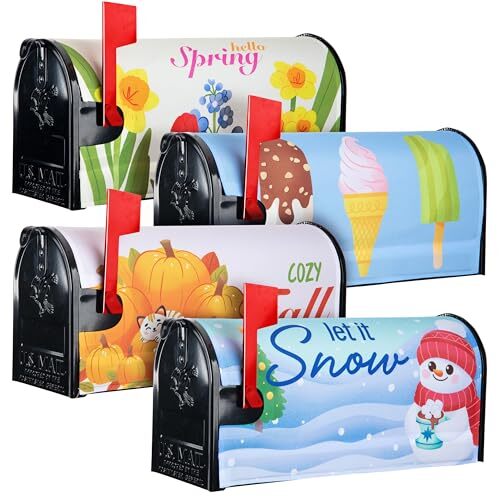 Seasonal Mailbox Covers Set of 4 - Easy to Install Fall, Winter, Spring,-image
