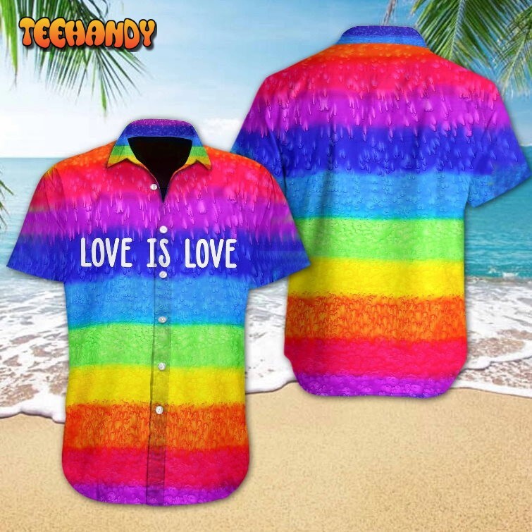 Bisexual 3D Shirt Vivid Lgbt Love Is Love Design Hawaiian Shirt